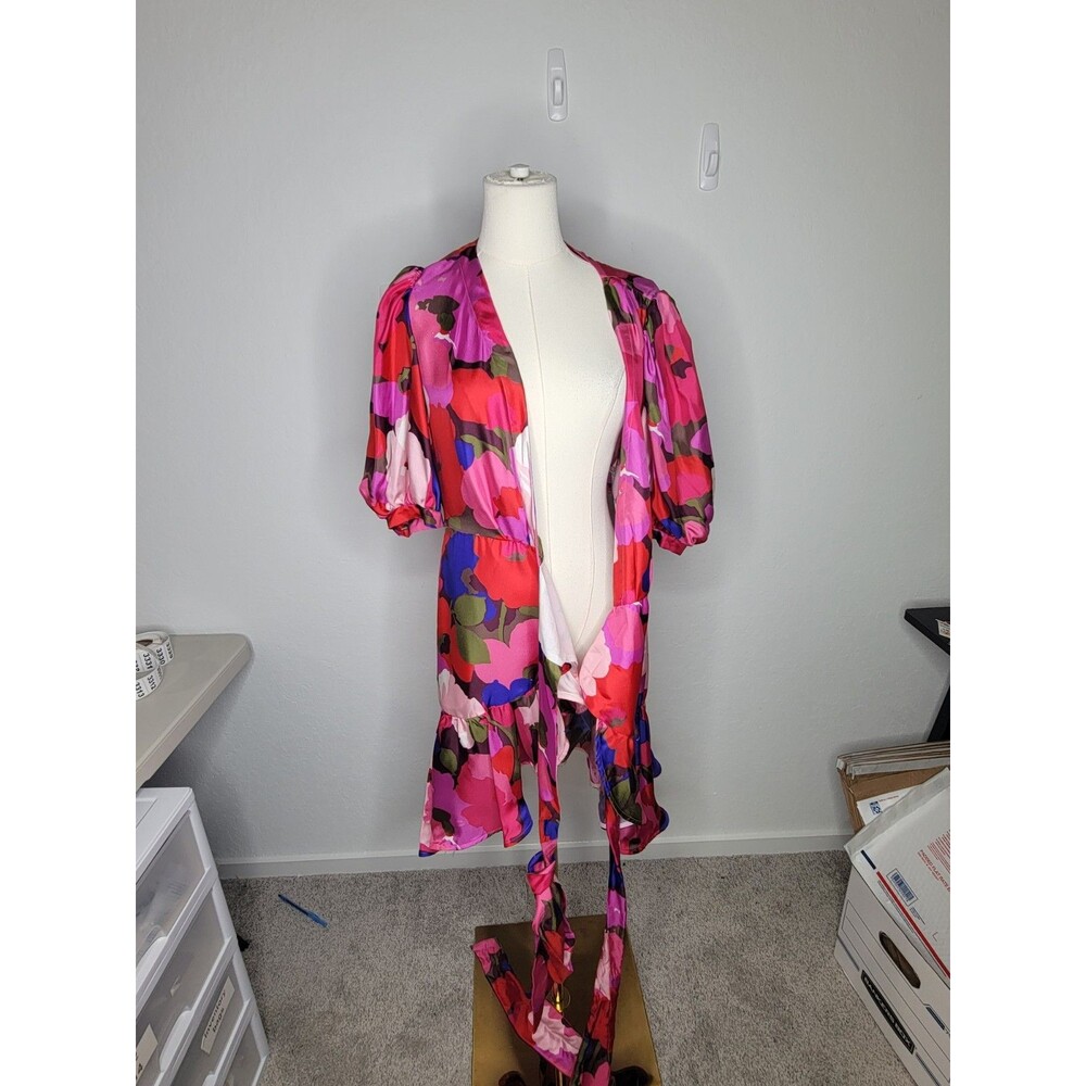 Sara Roka Italy Eldera 57 Silk Dress Size IT 42 True Wrap Peony Mini US S/M - Picture 10 of 14